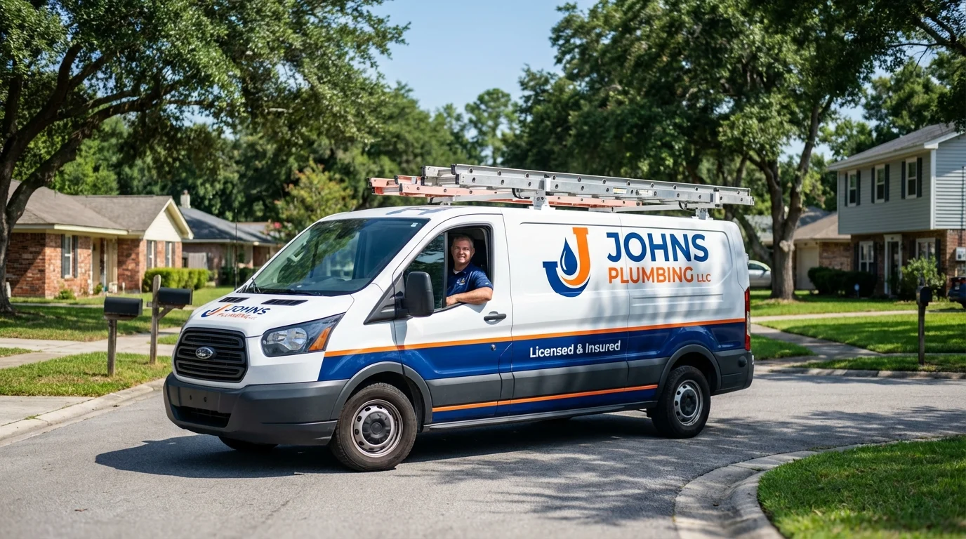 Johns Plumbing LLC service van in Summerdale, AL