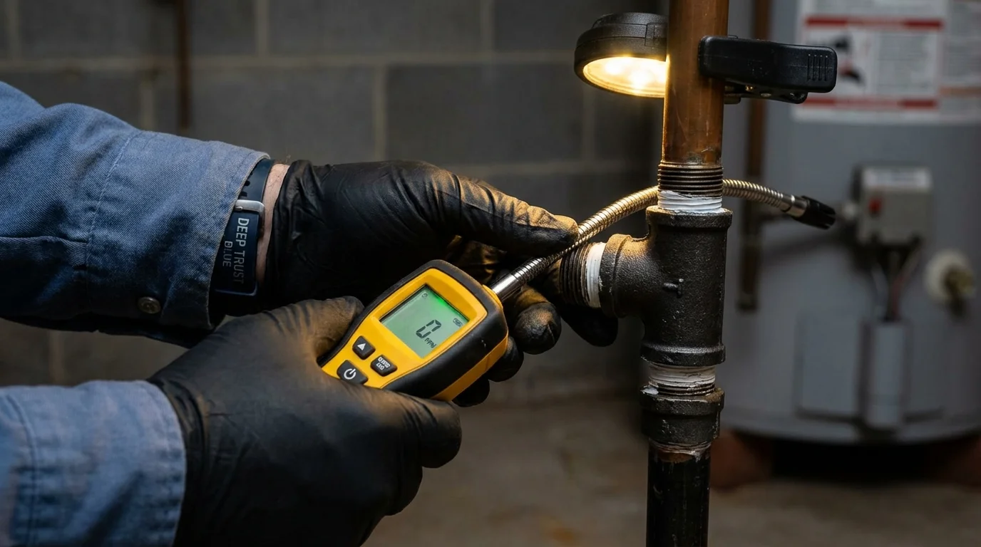 Gas leak detection with electronic sniffer by Johns Plumbing LLC in Summerdale