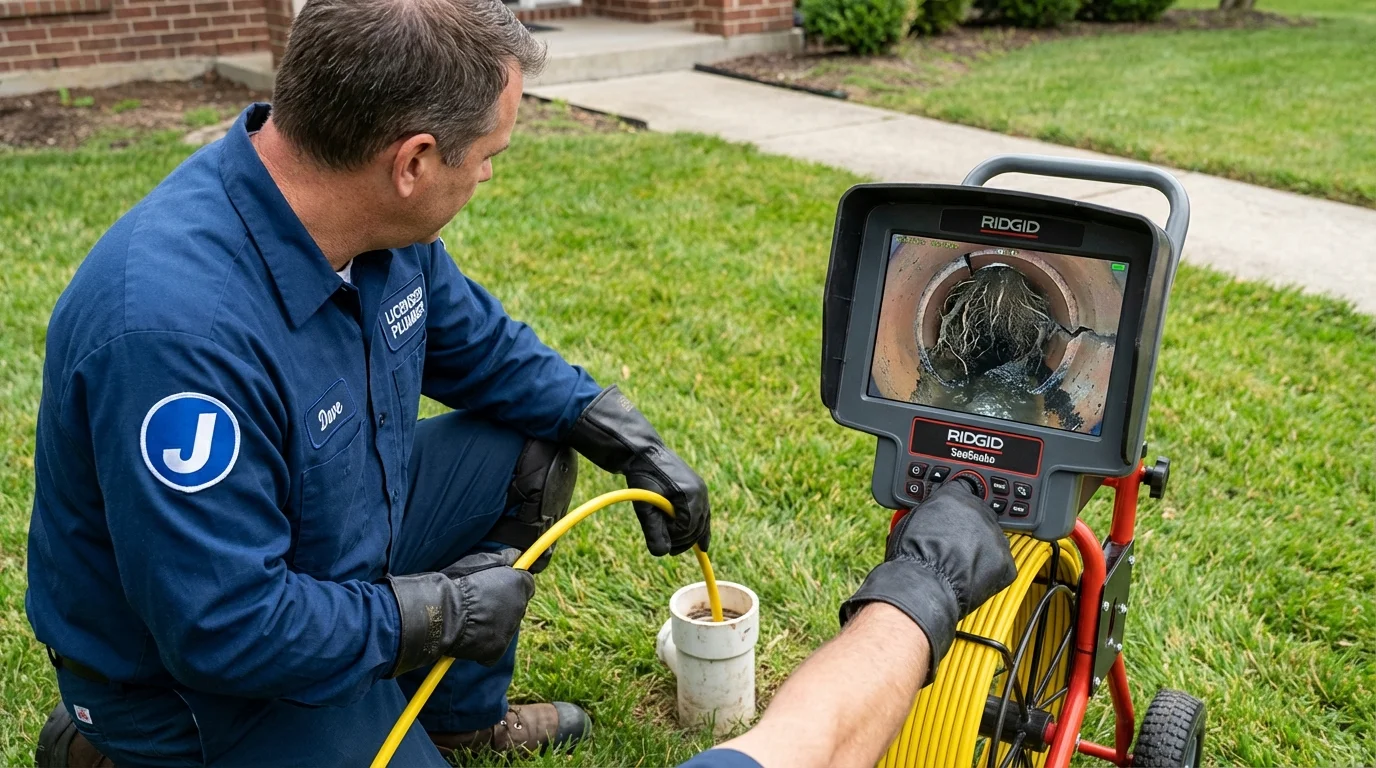 Sewer camera inspection being performed by Johns Plumbing LLC in Summerdale