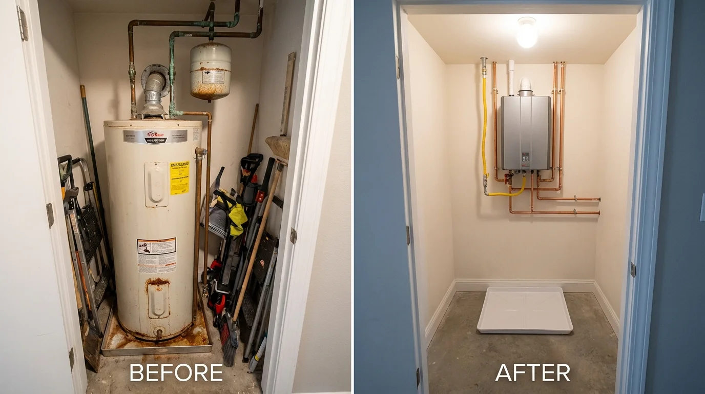 Tank water heater versus wall-mounted tankless unit comparison for Summerdale, AL homeowners