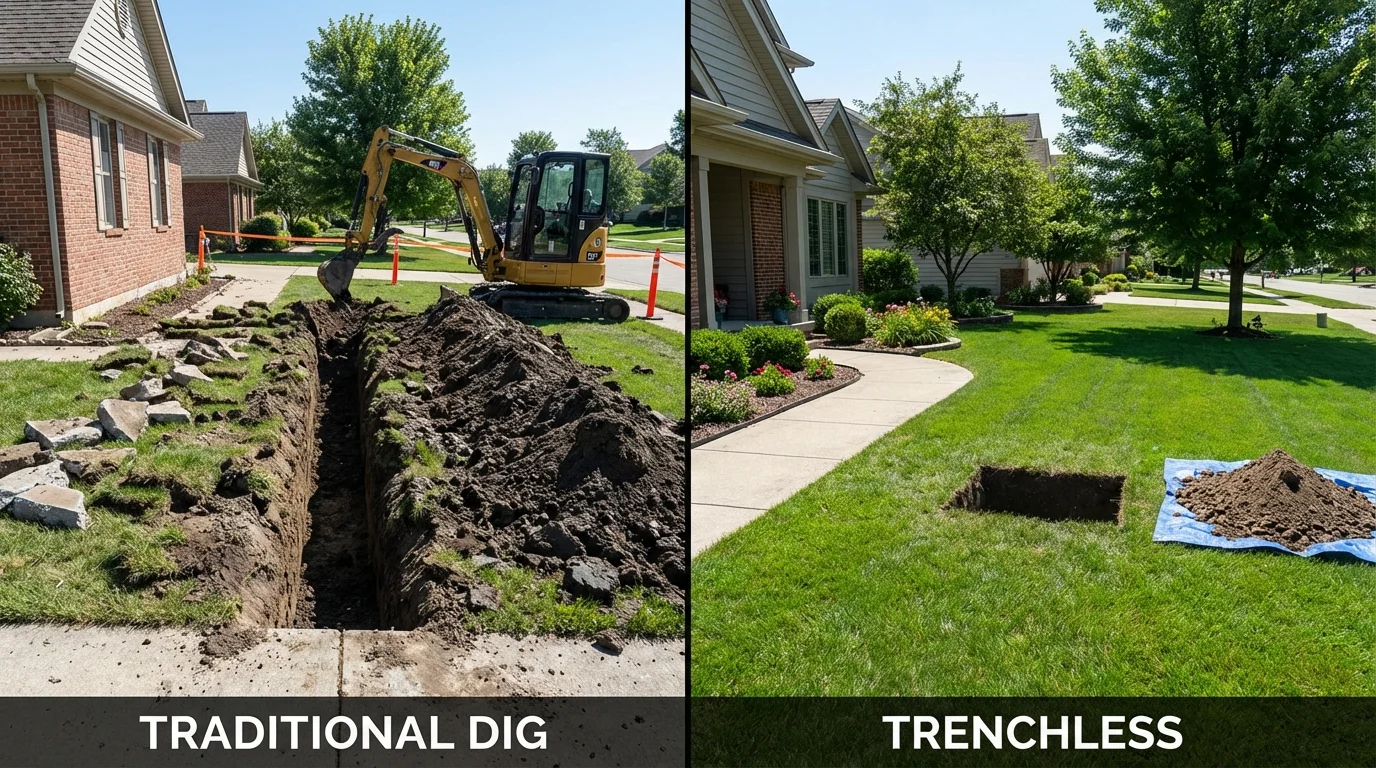 Trenchless sewer repair with minimal yard damage versus traditional excavation in Summerdale, AL